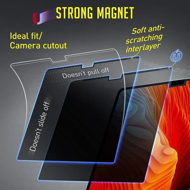 Alt view image 7 of 7 - Magnetic Privacy Screen Compatible with MacBook Pro 16" 2021, 2022, 2023, 2024, M1, M2, M3, M4 Anti-Blue Light Laptop Screen Protector Filter Blue Light Blocking Filter