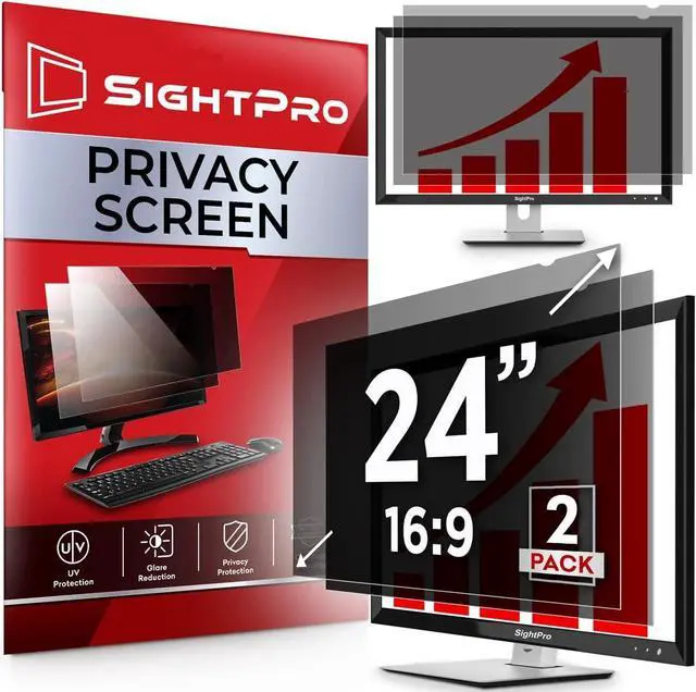 Main image of 24 Inch 16:9 [2 Pack] Computer Privacy Screen Filter for Monitor - Privacy Shield and Anti-Glare Protector