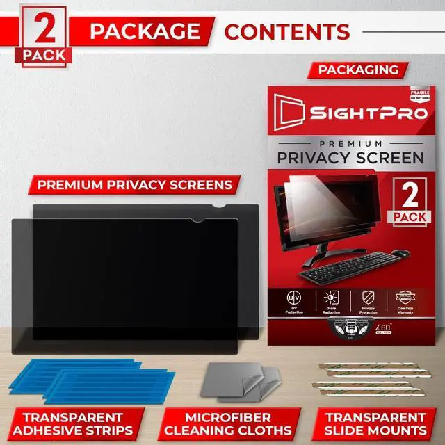 Alt view image 4 of 7 - 24 Inch 16:9 [2 Pack] Computer Privacy Screen Filter for Monitor - Privacy Shield and Anti-Glare Protector