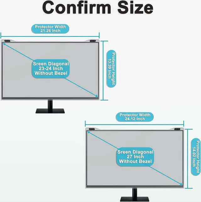 Alt view image 2 of 7 - [2 Packs] GHY Universal 23, 23.6, 23.8, 24" Anti Blue Light Screen Protector 24 Inch Monitor, Anti UV Eye Protection Filter, Hanging Type Computer Screen Protector for Eyes