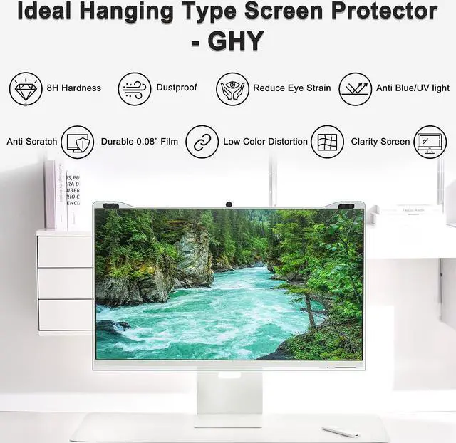 Alt view image 6 of 7 - [2 Packs] GHY Universal 23, 23.6, 23.8, 24" Anti Blue Light Screen Protector 24 Inch Monitor, Anti UV Eye Protection Filter, Hanging Type Computer Screen Protector for Eyes