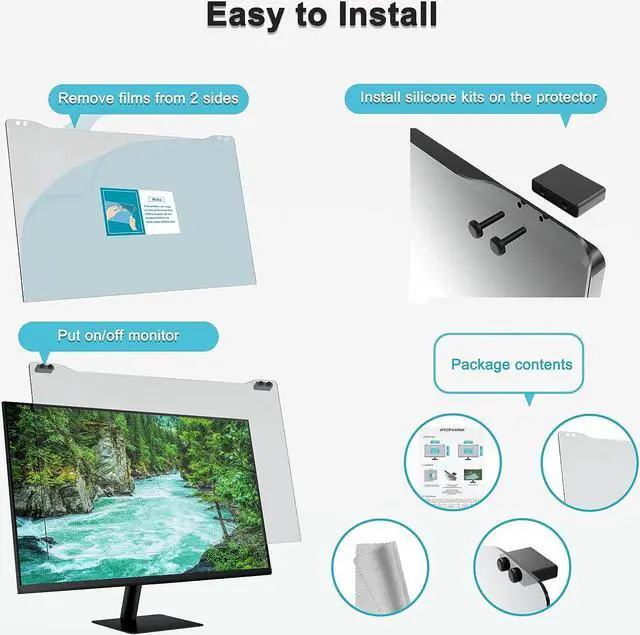 Alt view image 7 of 7 - [2 Packs] GHY Universal 23, 23.6, 23.8, 24" Anti Blue Light Screen Protector 24 Inch Monitor, Anti UV Eye Protection Filter, Hanging Type Computer Screen Protector for Eyes