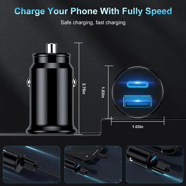 Alt view image 3 of 7 - [Apple Certified] iPhone Fast Car Charger,Dual-Port USB A and USB C Charging Adapter with Two Lightning Cable, Type C Car Charging Plug for iPhone 14 Pro/13 Pro Max/12 Mini/11/XS/XR/X/8/iPad
