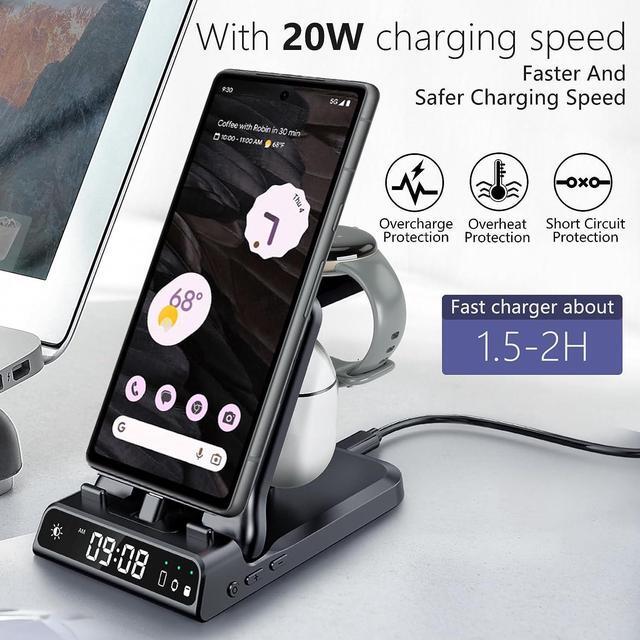 Alt view image 3 of 7 - 3 in 1 Charging Station for Google Pixel Watch 1 Only, 25W Fast Type-C Wired Charger Stand for Google Pixel 8 Pro/8/Fold/7A/7/7 Pro/6/6 Pro/6A/5/5A/4A, Pixel Buds Pro/Buds A-Series