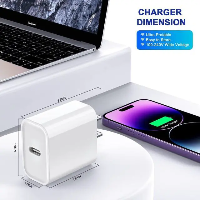 Alt view image 5 of 7 - 3Pack iPhone 16/15 Charge Block USB C Charger i Phone Charger Adapter Quick Fast Charger Adapter Plug 20W Power Delivery Type C Fast Charging Block for iPhone 16/15/14/13/12 iPad Pro/Air/Mini/AirPods