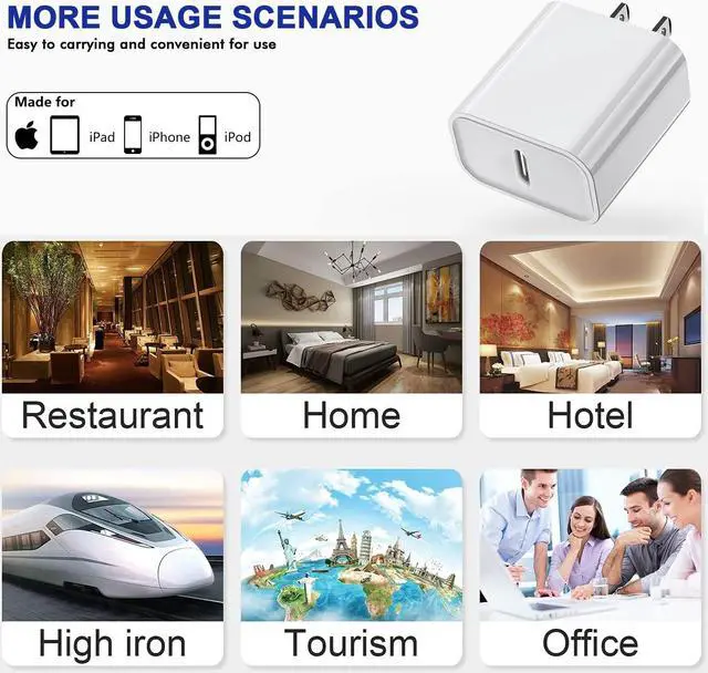 Alt view image 7 of 7 - 3Pack iPhone 16/15 Charge Block USB C Charger i Phone Charger Adapter Quick Fast Charger Adapter Plug 20W Power Delivery Type C Fast Charging Block for iPhone 16/15/14/13/12 iPad Pro/Air/Mini/AirPods