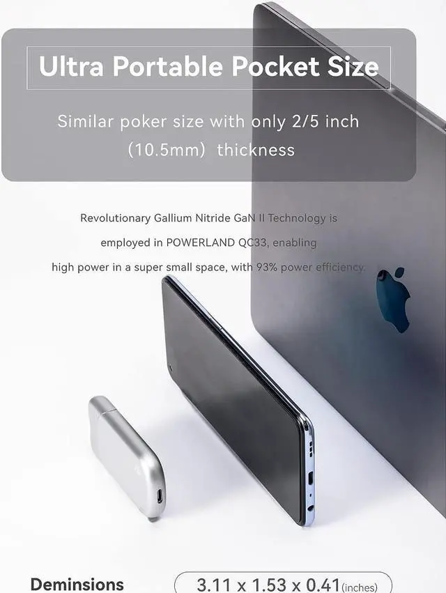 Alt view image 2 of 7 - USB C Charger 33W,Foldable Ultra-Thin PD PPS Fast Type C Charger Adapter Compatible with iPhone 15/14/13/12,Pixel,Galaxy,iPad/iPad Mini,Galaxy S Series, MacBook Pro/Air and More
