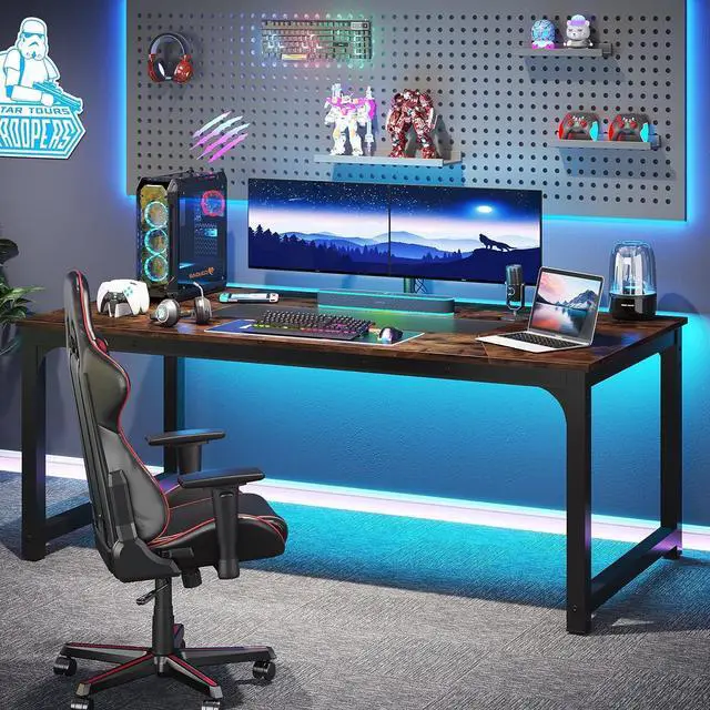 Alt view image 6 of 7 - Tribesigns Modern Computer Desk, 70.8 x 35.4 inch Large Executive Office Desk Computer Table Study Writing Desk Workstation for Home Office,Rustic/Black