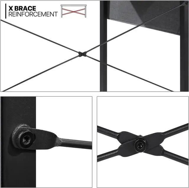 Alt view image 6 of 7 - MoNiBloom 55 Inches Large Computer Desk with Storage Bag, Study Work Writing Table w/Metal Frame for Home Office, Walnut Color