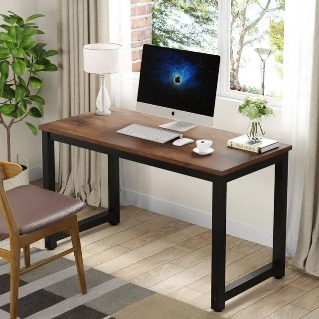 Alt view image 2 of 7 - Tribesigns Modern Simple Computer Desk, 47 inch Vintage Office Desk Computer Table, Study Writing Study Desk Workstation for Home Office, Rustic Brown