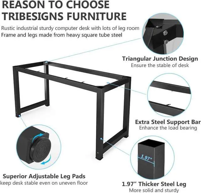 Alt view image 6 of 7 - Tribesigns Modern Simple Computer Desk, 47 inch Vintage Office Desk Computer Table, Study Writing Study Desk Workstation for Home Office, Rustic Brown