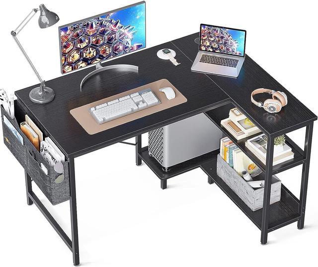 Small L Shaped Desk with Storage Shelves Corner Computer Desk