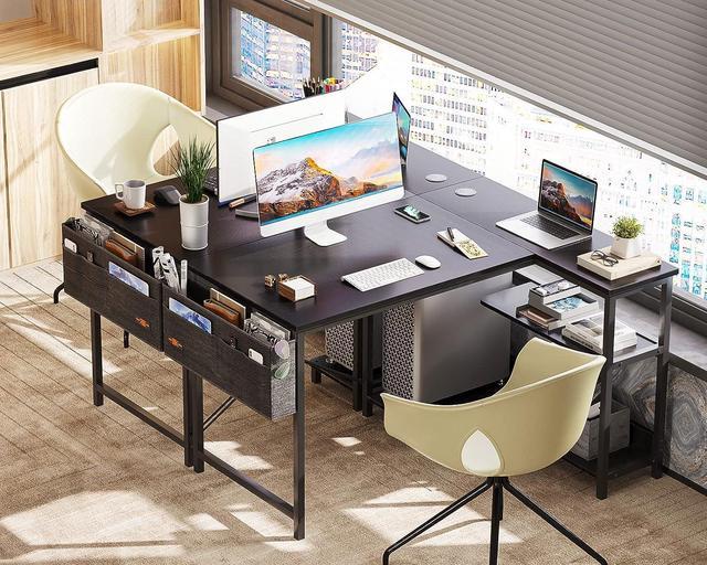 ODK Small L Shaped Computer Desk, 40 Inch Corner Desk with Reversible  Storage Shelves & PC