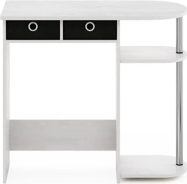 Alt view image 4 of 7 - Furinno Go Green Home Laptop Notebook Computer Desk/Table with 2 Drawer Bins, White Oak/Chrome