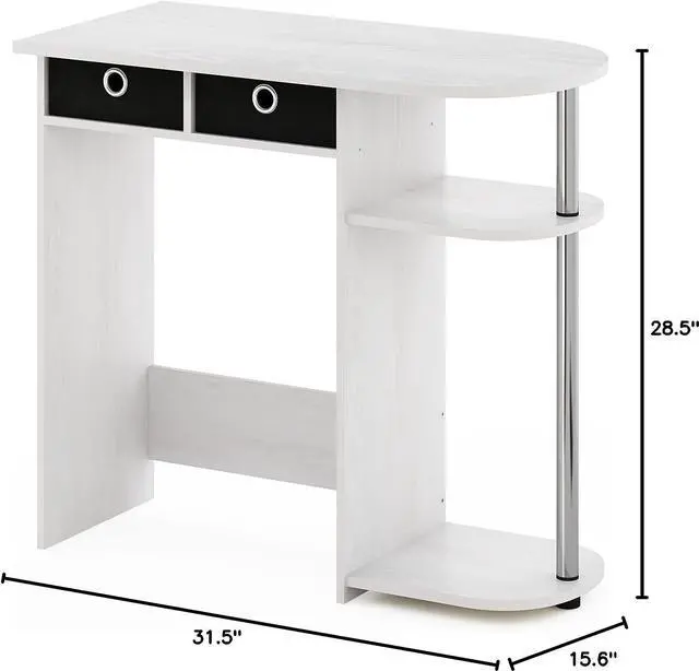 Alt view image 7 of 7 - Furinno Go Green Home Laptop Notebook Computer Desk/Table with 2 Drawer Bins, White Oak/Chrome
