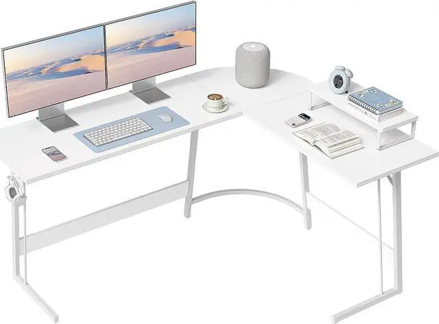 Main image of CubiCubi L Shaped Gaming Desk Computer Office Desk, 67 inch Corner Desk with Large Monitor Stand for Home Office Study Writing Workstation, White