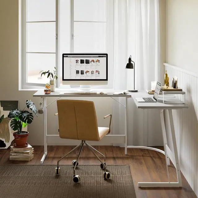 Alt view image 7 of 7 - CubiCubi L Shaped Gaming Desk Computer Office Desk, 67 inch Corner Desk with Large Monitor Stand for Home Office Study Writing Workstation, White