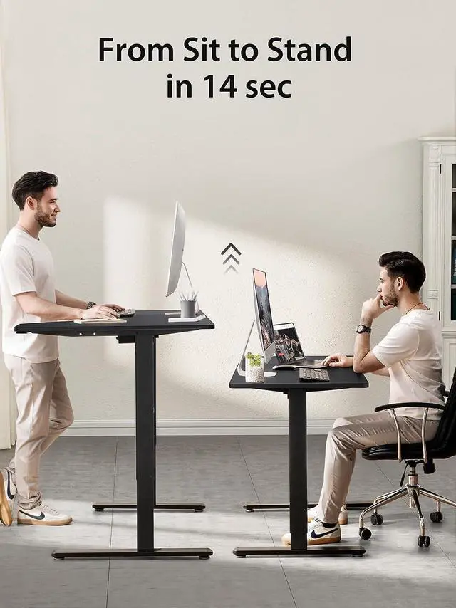 Alt view image 5 of 7 - Marsail L Shaped Electric Standing Desk, 55x34 Inch Standing Desk Adjustable Height with Headphone Hook, Large Computer Desk Sit Stand Desk for Home Office Sturdy Writing Workstation