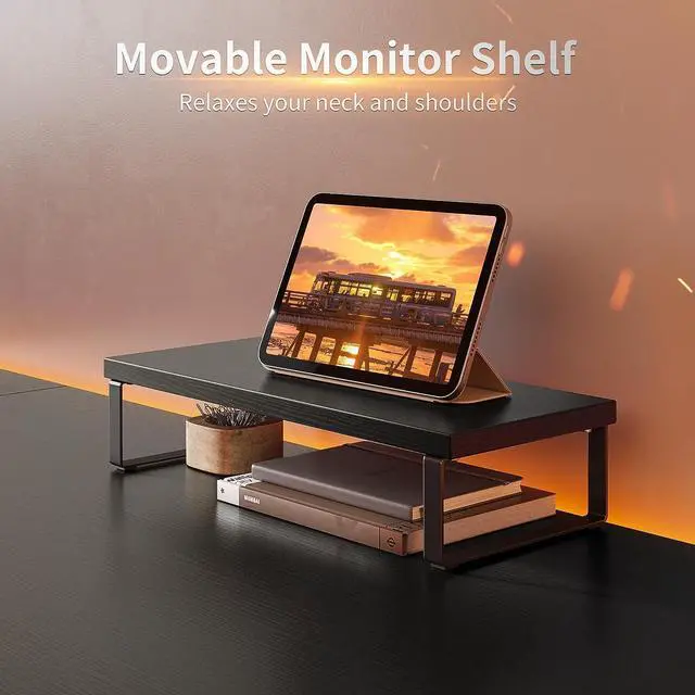 Alt view image 5 of 7 - CubiCubi L Shaped Gaming Desk, 47.2 inch Computer Corner Desk with Monitor Shelf for Home Office Study Writing Workstation, Black