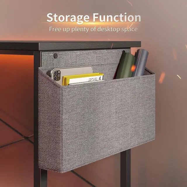 Alt view image 6 of 7 - CubiCubi L Shaped Gaming Desk, 47.2 inch Computer Corner Desk with Monitor Shelf for Home Office Study Writing Workstation, Black