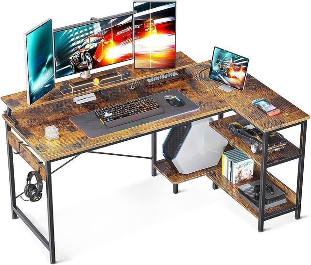 Small L Shaped Desk with Storage Shelves Corner Computer Desk