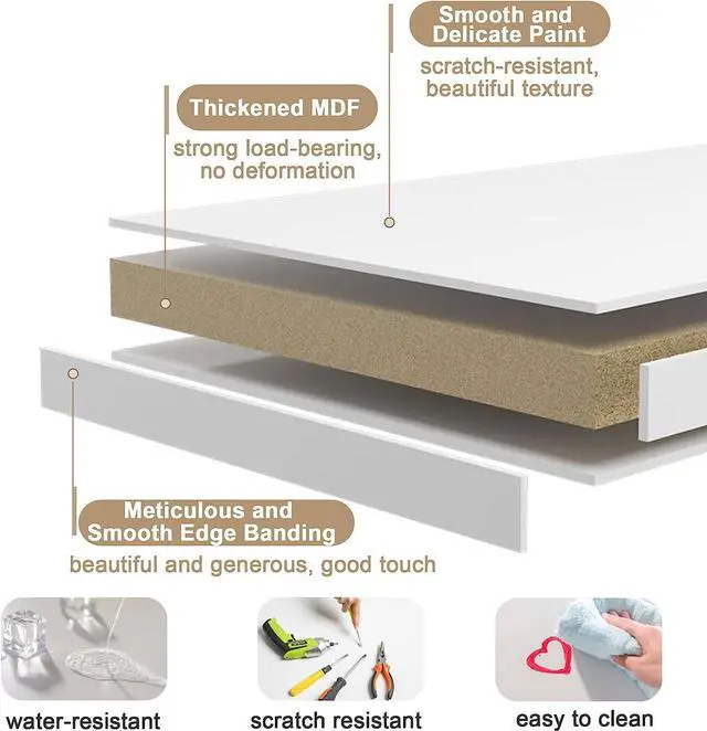 Alt view image 6 of 7 - ChooChoo Computer Desk Study for Home Office, Modern Simple 40 Inches White Desk with Drawers, Makeup Vanity Console Table