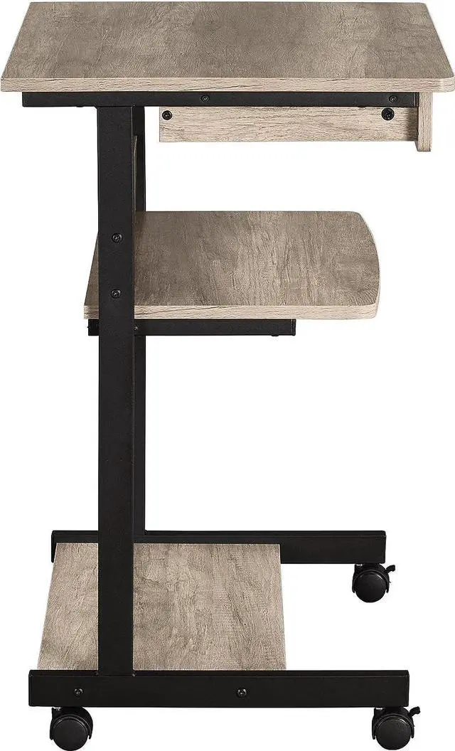 Alt view image 4 of 7 - Topeakmart Rolling Computer Desk Cart with Drawer, Small Computer Desk for Small Spaces with Wheels, Rolling Stand Up Desk PC Laptop Computer Table Tray Desk Gray