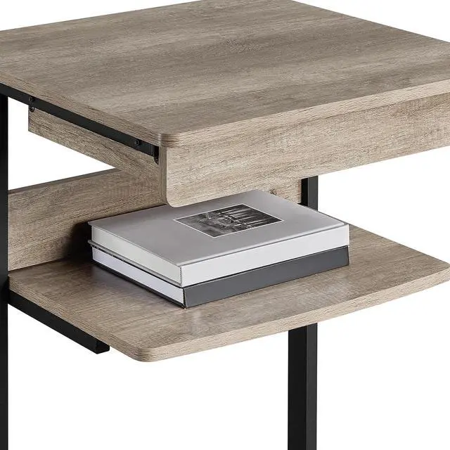 Alt view image 7 of 7 - Topeakmart Rolling Computer Desk Cart with Drawer, Small Computer Desk for Small Spaces with Wheels, Rolling Stand Up Desk PC Laptop Computer Table Tray Desk Gray