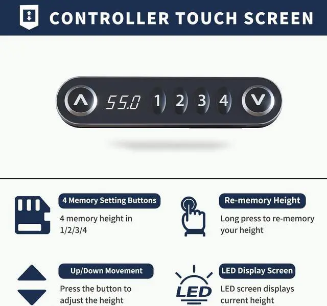Alt view image 7 of 7 - Dual Motor Standing Desk with Drawer, 63x30 Inches Electric Height Adjustable Sit Stand Up Desk with Storage Shelf, Home Office Desk Computer Workstation with White Pearwood Top/White Frame