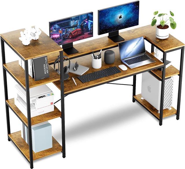 63 Executive Desk Computer Office Desk with Storage ShelfRustic