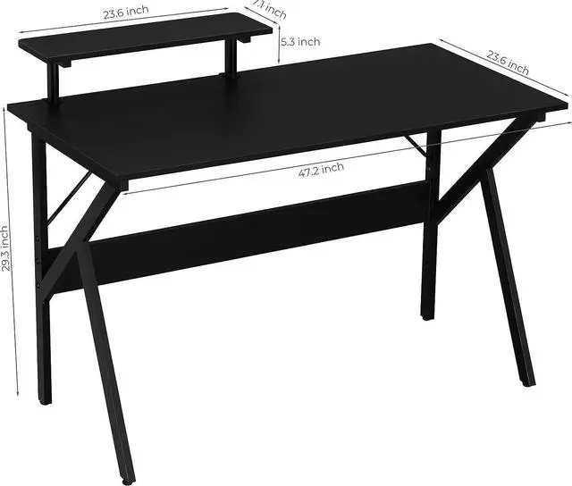 Alt view image 5 of 7 - GreenForest Home Office Desk with Monitor Shelf Computer Gaming Desk 47 inch Writing Study Table for Workstation, Black