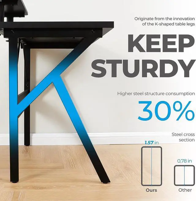 Alt view image 2 of 7 - GreenForest Home Office Desk with Monitor Shelf Computer Gaming Desk 47 inch Writing Study Table for Workstation, Black