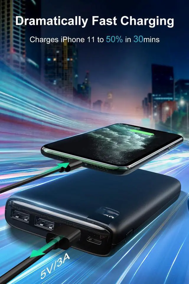 Alt view image 5 of 7 - IXNINE Power Bank 26800mAh Portable Charger, High Capacity Phone Charger Compact External Battery Pack with LED Display and 4 Fast Charging Outputs for Cellphone Tablet