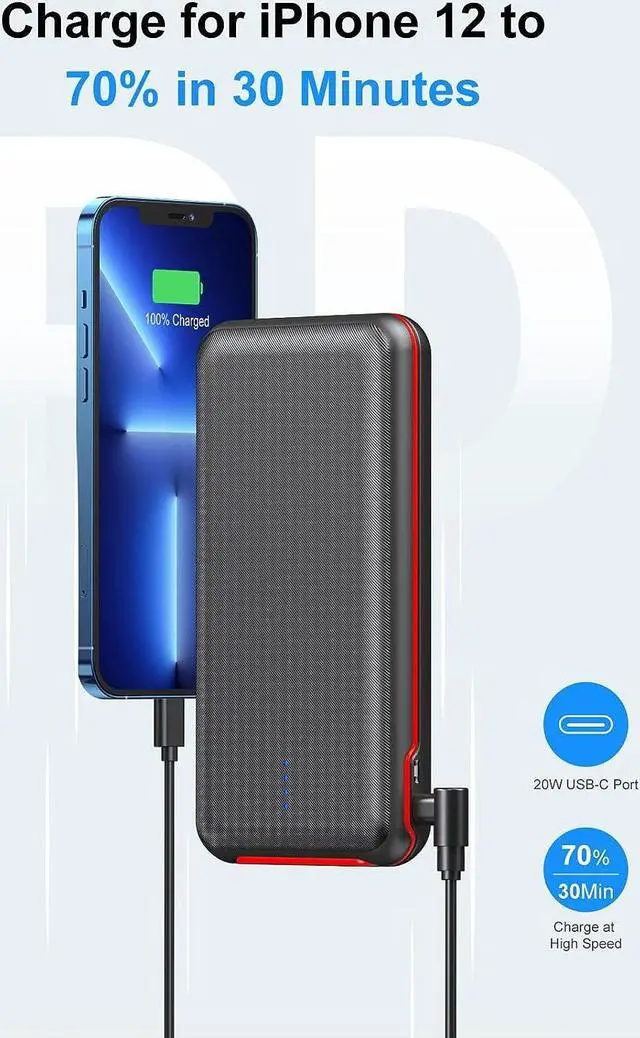 Alt view image 4 of 7 - Portable Charger, Power Bank 30000mAh Battery Pack with 22.5W Fast Charging, 4 Outputs External Charger PD 20W USB C for iPhone, Samsung, Pad Mini, and More