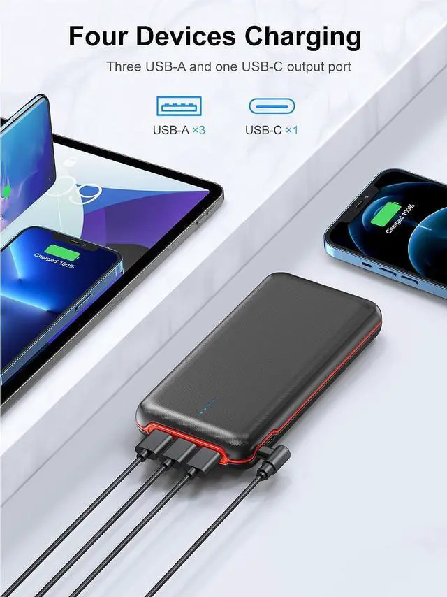 Alt view image 6 of 7 - Portable Charger, Power Bank 30000mAh Battery Pack with 22.5W Fast Charging, 4 Outputs External Charger PD 20W USB C for iPhone, Samsung, Pad Mini, and More