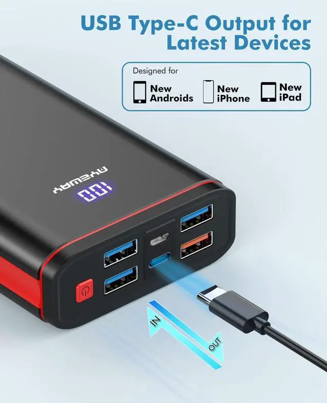 Alt view image 2 of 7 - Battery Pack USB C Portable Charger PD 20W Fast Charging 26800mAh Power Bank with 5 Ports Output,External Battery Phone Charger for iPhone 13,14,15,MacBook,Samsung Galaxy,Gamepads,Travel,etc.