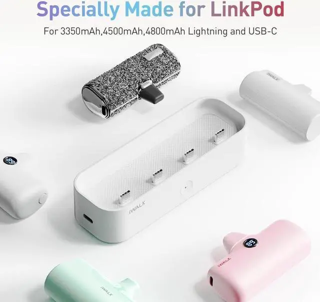 Alt view image 3 of 6 - iWALK Charger Station for Portable Charger 3350mAh,4500mAh,4800mAh Power Bank for iPhone Charging Station Multiple USB-C Family-Sized Charger Station for Home(Station Only), White