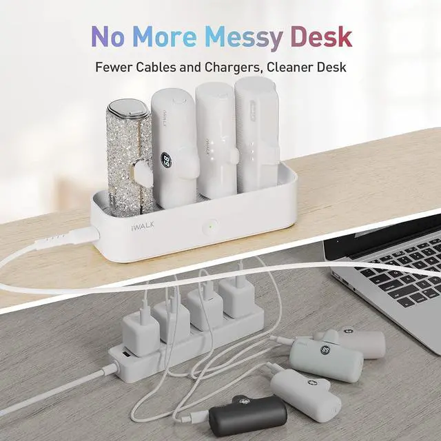 Alt view image 5 of 6 - iWALK Charger Station for Portable Charger 4500mAh, 4800mAh, 5000mAh Power Bank for iPhone Charging Station Multiple USB-C Family-Sized Charger Station for Home(Station Only), White