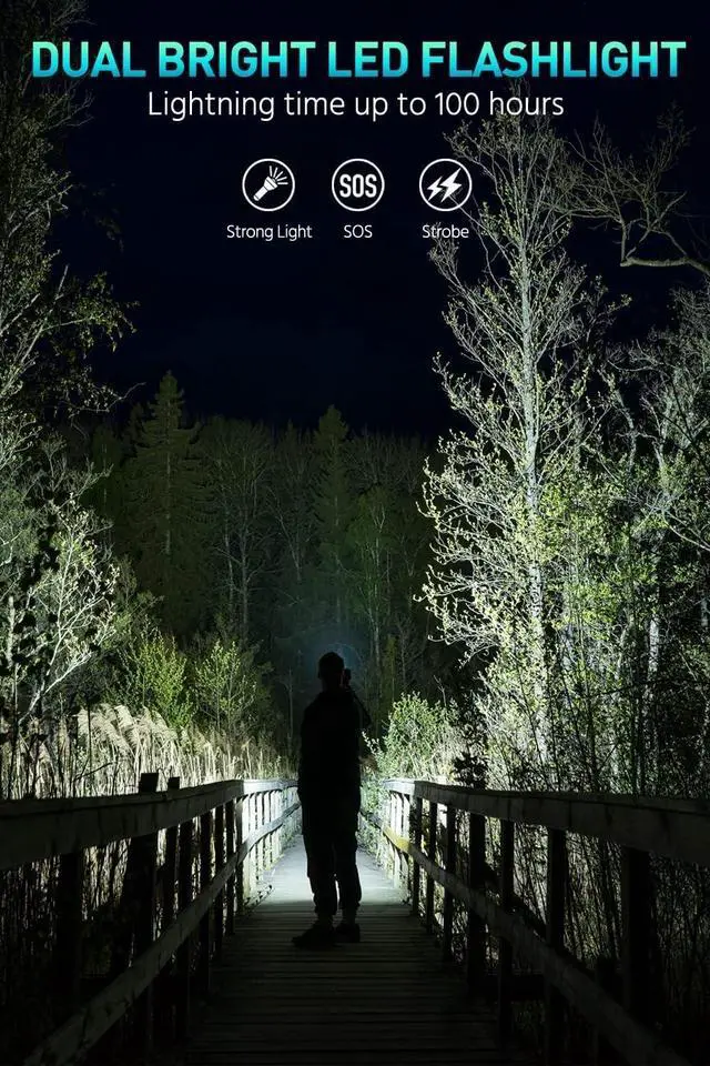 Alt view image 4 of 7 - Power Bank Solar Charger 36800mAh 5V3.1A QC 3.0 Dual 2 USB Port Built-in Powerful Flashlight IPX7(Black)