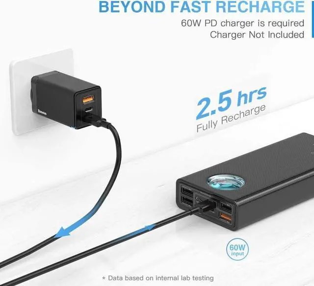 Alt view image 7 of 7 - 30000mAh 65W Portable Charger Laptop Power Bank with Digital Display 7-Ports for MacBook Pro/Air iPhone 16/15/14 iPad  Galaxy Steam Deck  ROG Ally - PD3.0/QC4.0 (Black)