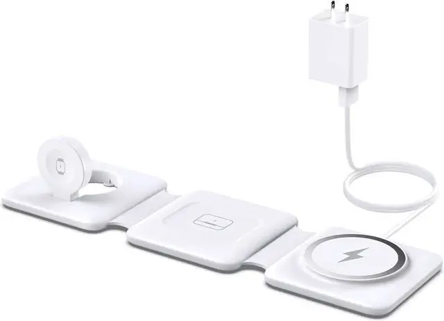 Alt view image 7 of 7 - Charging Station for Apple Multiple Devices - 3 in 1 Foldable Magnetic Wireless Charger Dock - Travel Charging Pad for iPhone 15 14 13 12 Pro Max Plus Watch & Airpods