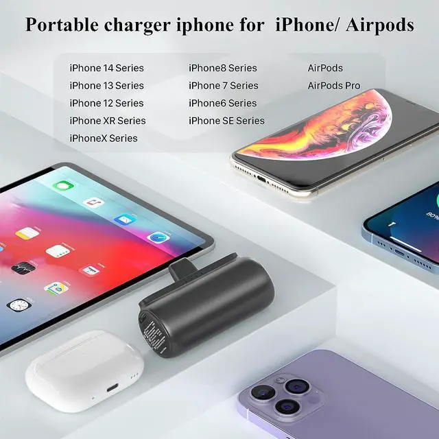Alt view image 4 of 6 - Power Bank for iPhone (2pack), Upgraded 5500mAh Portable Charger iPhone Fast Charging, Ultra-Compact Cordless iPhone Battery Pack, Portable Charger for iPhone 14/14 Pro Max/13/13 Pro/12/11 etc