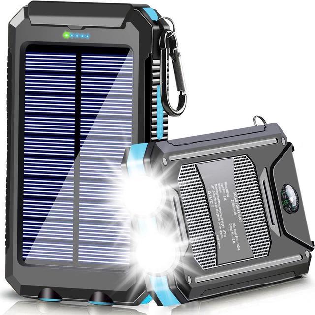 Solar Power Bank 26800mAh Portable Solar Charger Dual 5V USB Outputs Fast  Charger Built-in Bright LED Flashlight and Compass Cell Phone and  Electronic Devices 