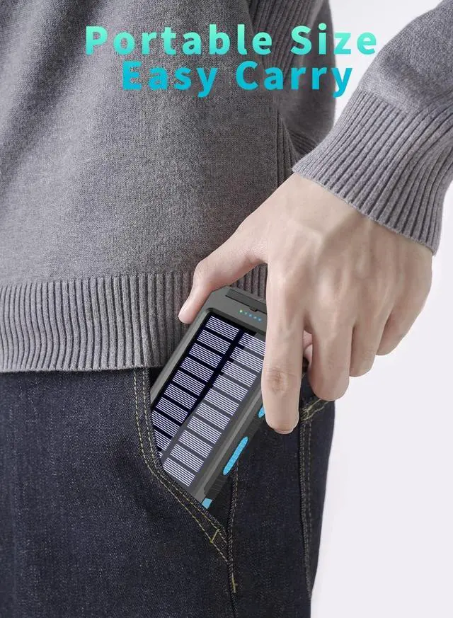 Alt view image 5 of 7 - Solar Power Bank 26800mAh Portable Solar Charger Dual 5V USB Outputs Fast Charger Built-in Bright LED Flashlight and Compass Cell Phone and Electronic Devices