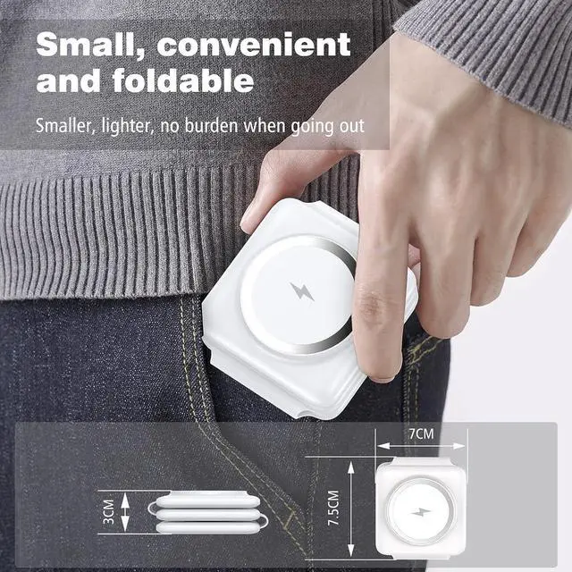 Alt view image 2 of 7 - Charging Station for Apple Multiple Devices - 3 in 1 Foldable Magnetic Wireless Charger Dock - Travel Charging Pad for iPhone 15 14 13 12 Pro Max Plus Watch & Airpods