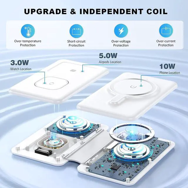 Alt view image 2 of 6 - Wireless Charger for iPhone-3 in 1 Charging Station for  Multiple Devices Travel Charger for iPhone 16 15 14 13 12 pro max & AirPods 4/3/Pro &  Watch