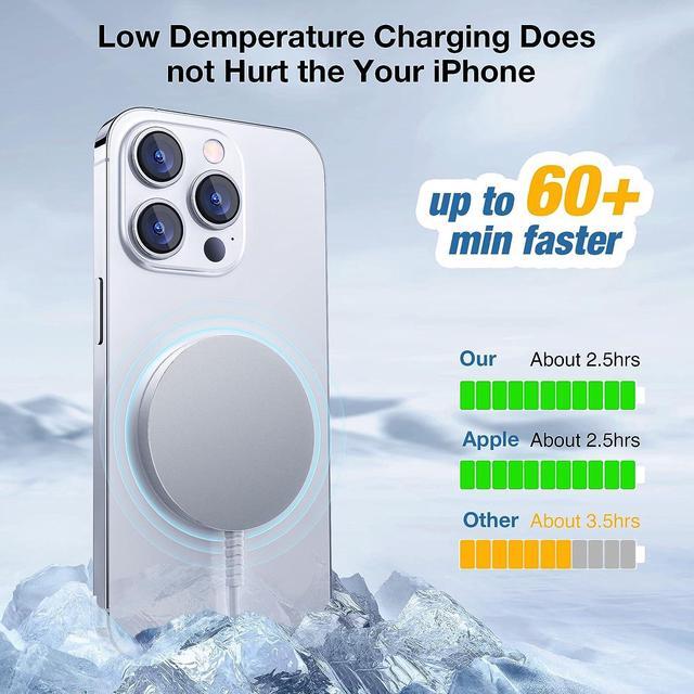 Alt view image 5 of 7 - for MagSafe Charger: Magnetic Wireless Charging Pad for iPhone 16 15 14 13 12 Series & AirPods 4-2 Pro Strong Magnet Aluminum Alloy USB-C/A Ports Ultra-Thin & Portable Ideal for Desk & Bedside