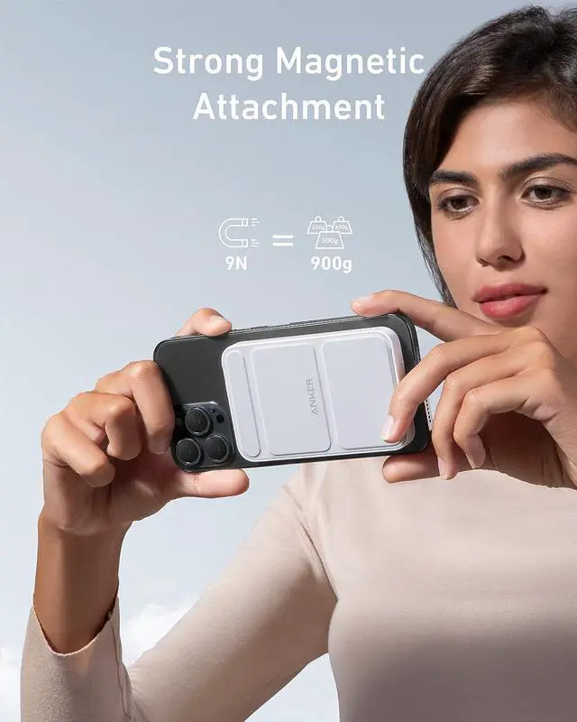 Alt view image 5 of 7 - 622 Magnetic Battery (MagGo) 5 000mAh Foldable Magnetic Wireless Portable Charger with Stand and USB-C Port (On The Side) Magsafe-Compatible for iPhone 16/15/14/13 Series