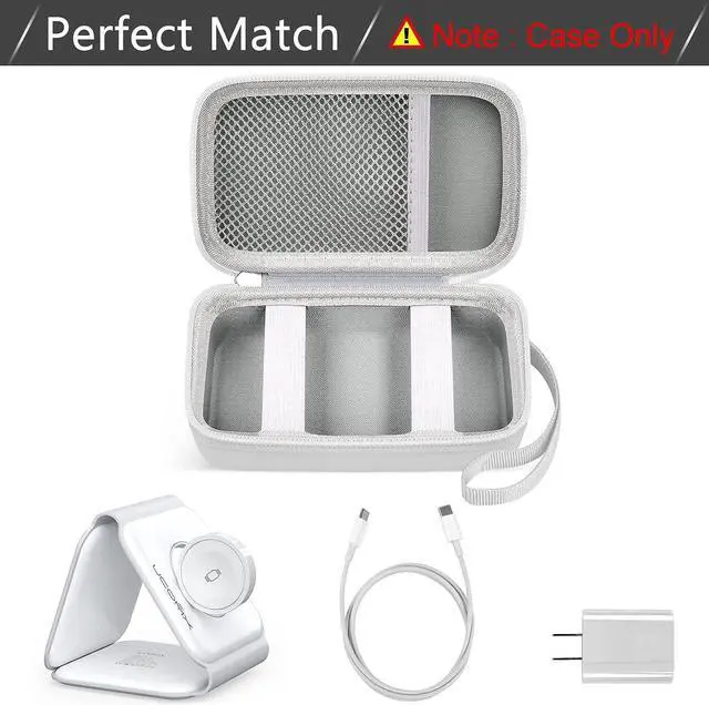 Alt view image 2 of 7 - Travel Case for UCOMX for Nano/for Iseyyox/for LISEN/for RTOPS 3 in 1 Wireless Charger, Foldable Magnetic Charging Station Storage Holder Bag for Fast Charge Pad Cable and Adapter, White-Box Only