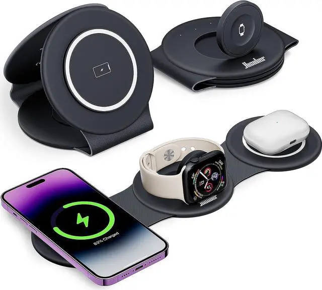 Main image of 3 in 1 Charging Station for Apple Multiple Devices, Foldable Travel Wireless Charger 18W for iPhone 15 14 13 Pro Max Plus &Apple Watch Series/Airpods